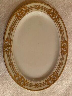 Antique Noritake Porcelain China Pattern 37532 Circa 1921 Gilt Trim Oval Platter